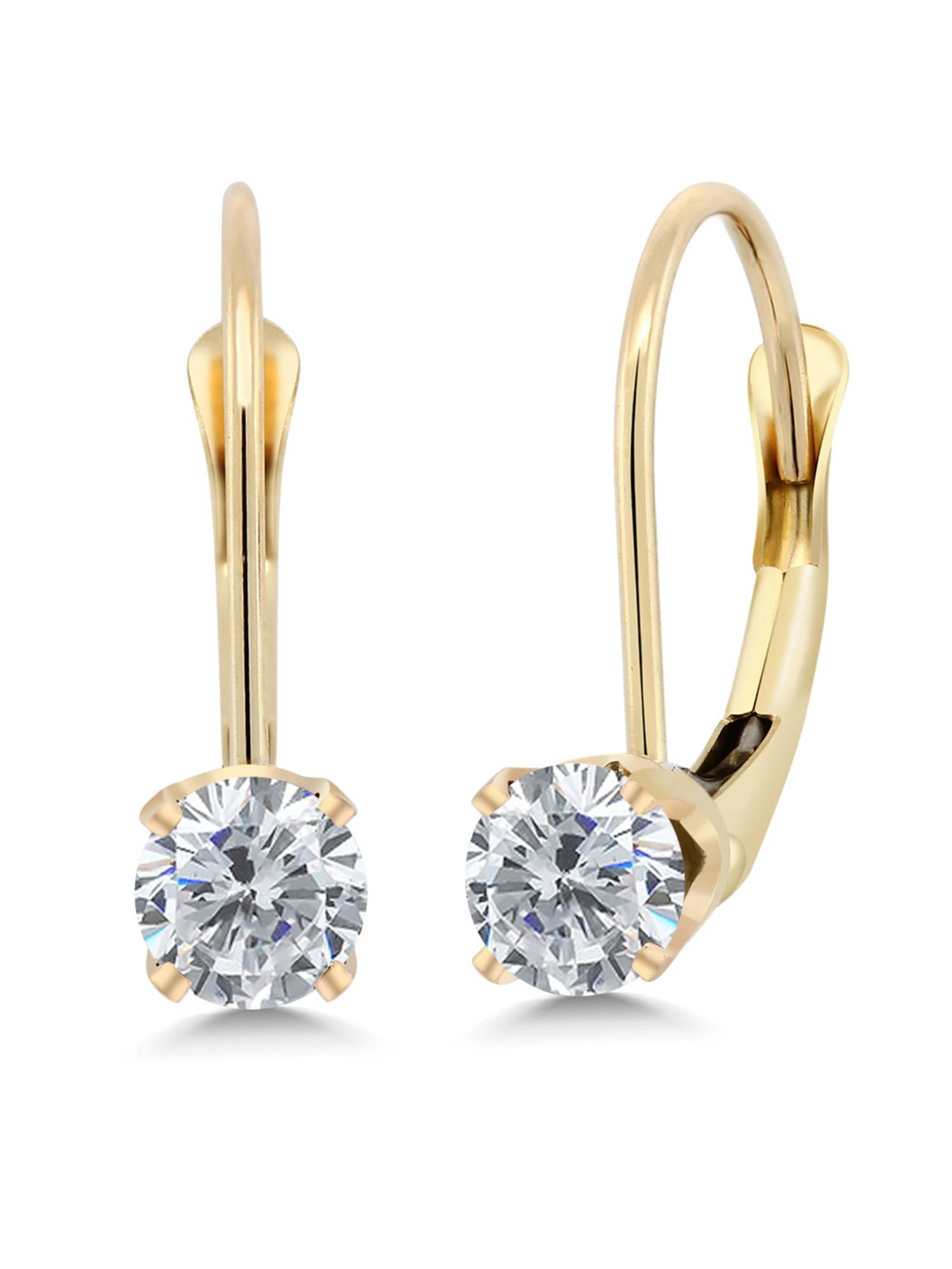 Mia Diamonds 14k Yellow Gold 6mm Garnet Leverback Earrings