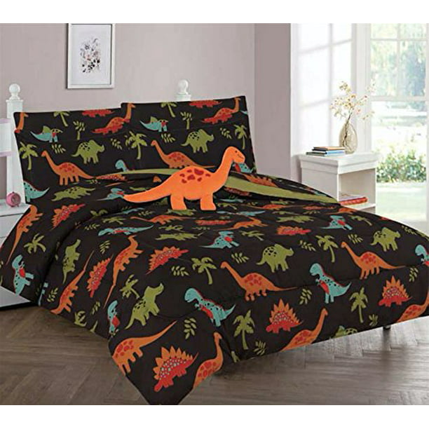 Brown Dinosaur Twin Size Kids Comforter, Dinosaur Bed Sheets Twin Xl
