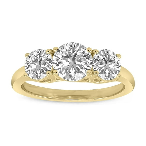 SZUL Women's 1 Carat TW Three Stone Lab Grown Diamond Ring in 14K Yellow Gold