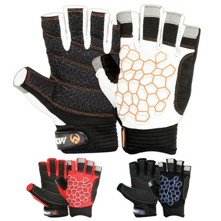 

Sailing Gloves Sticky Palm Gripy Glove Yachting Kayak Dinghy Fishing Short Finger Black / White S
