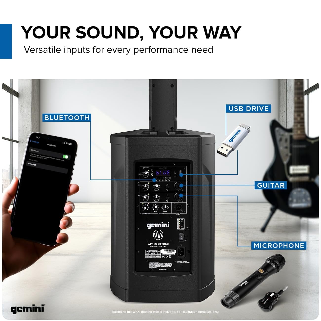 Gemini WPX2000TOGO Battery Powered Line array 1000w