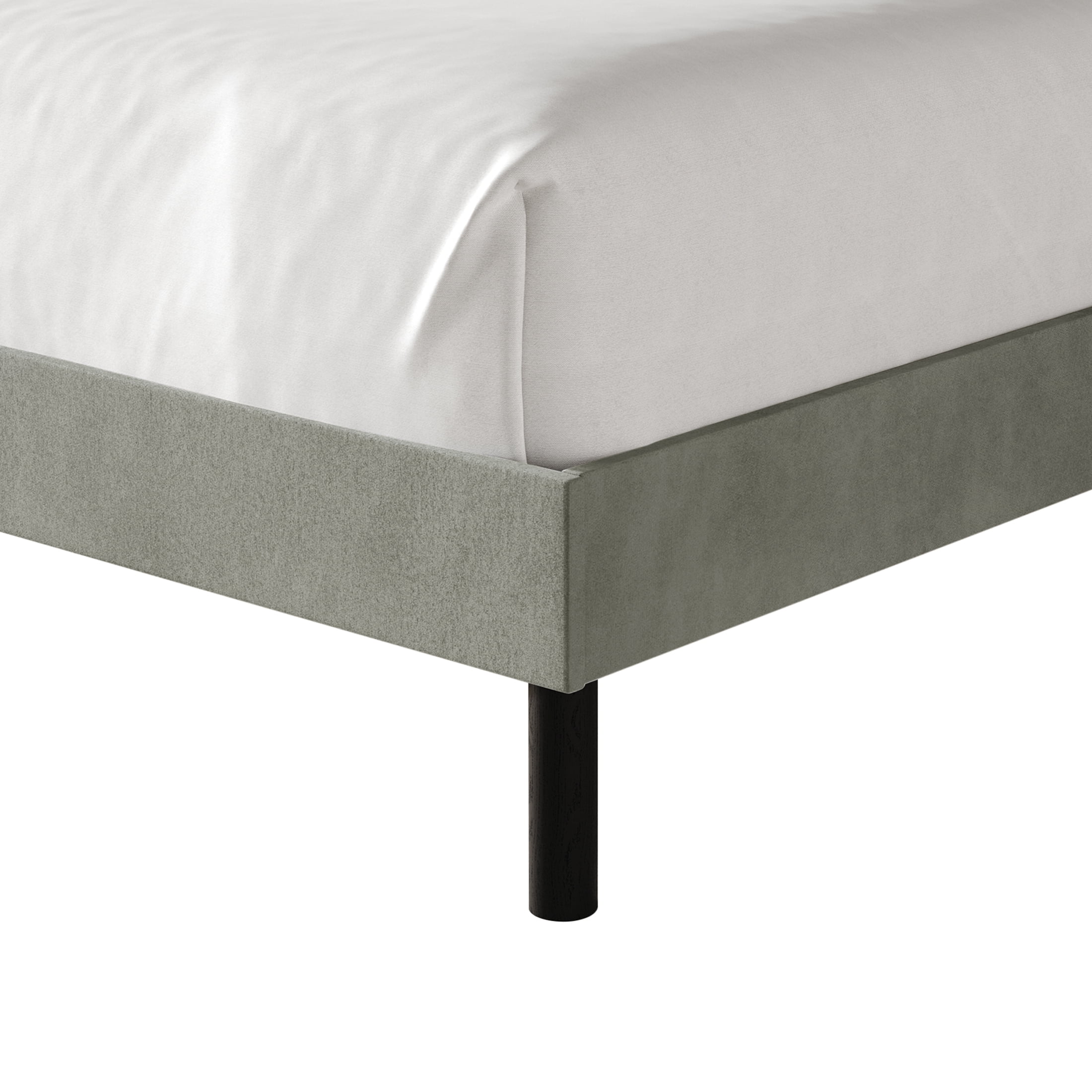 Castle Place Transitional Diamond-Stitched Velvet Wingback Queen Platform Bed, Grey