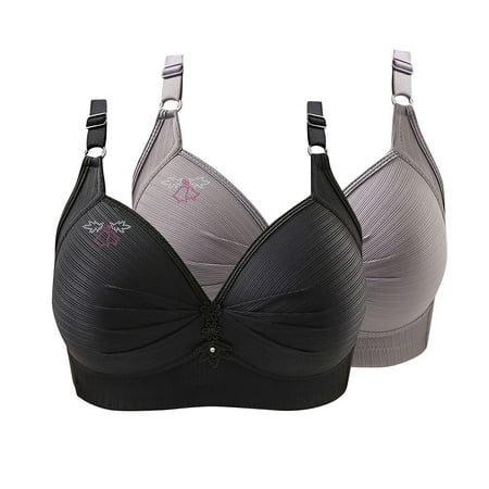 Clearance TOUMENY No Wire Bras for Women Nude Bra 2PC Woman s Printing Gathered Together Large Size Daily Bra Underwear No Rims