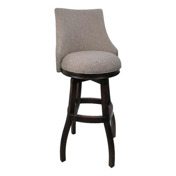 Swivel Wood Bar Stool 30" - Bellissima - Basin Beige - Dark Walnut