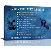Jiu-Jitsu Wall Art Jujitsu Life Lessons Pictures Wall Decor Judo Education Guide Decoration Positive Inspirational Canvas Prints Painting Artwork for Bathroom Kitchen Bedroom Living Room 16"x12"