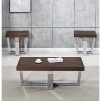 Laredo Chestnut Wood and Chrome 3-piece Occasional Set