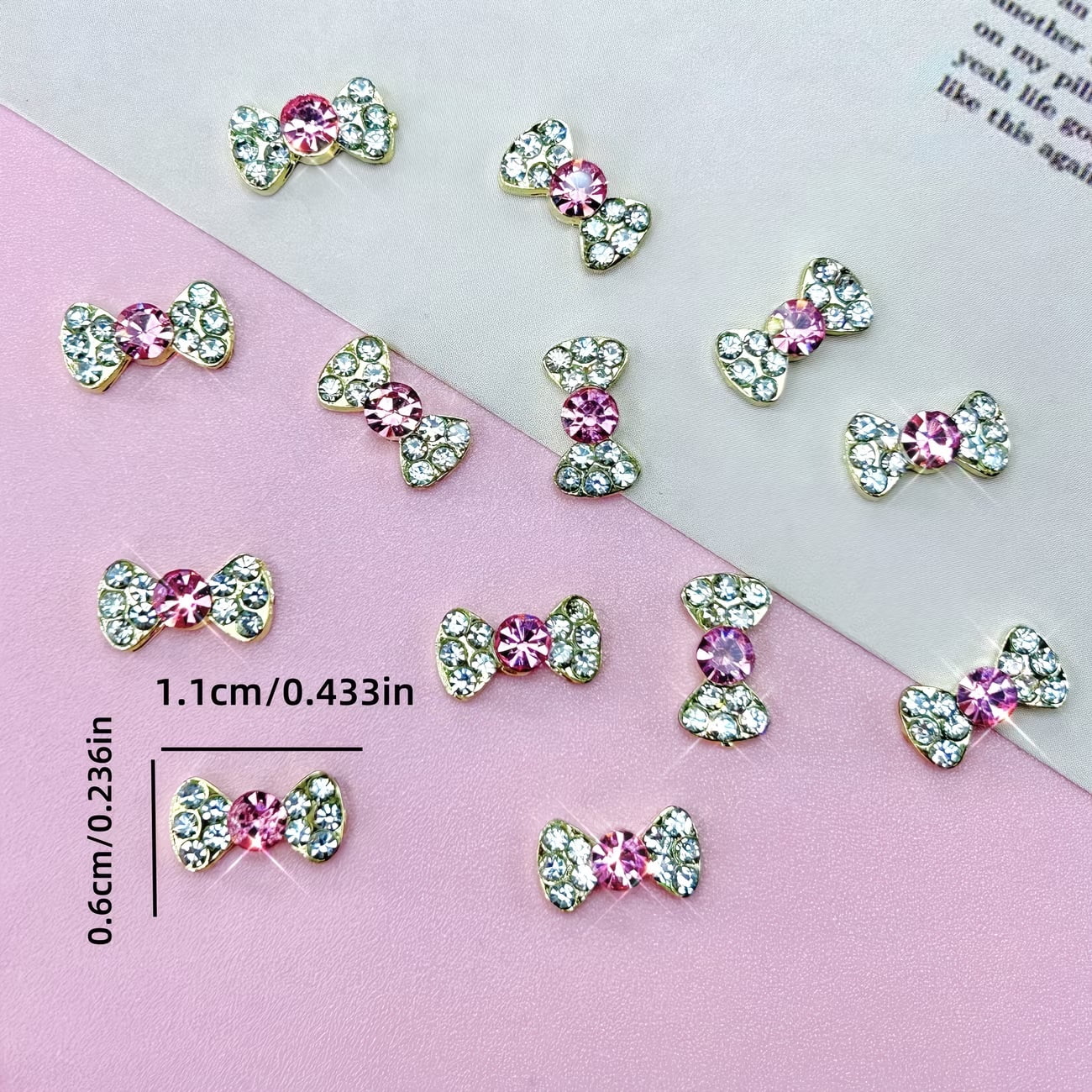 50pcs Spring and Summer Shiny Rhinestone Bowknot Art Nails, Alloy Bowknot Decoration, Suitable for Women and Girls' Nail Art Decorations, Nail Art Accessories