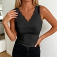 thumbnail image 2 of Arlun Plus Size Womens Sleeveless Tank Tops 2026 Elegant Solid Color Scallop V-Neck Vest Top Summer Casual Lightweight Comfortable Basic Tee Shirts for Daily Wear Black L, 2 of 4