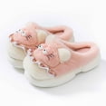 thumbnail image 5 of Womens Slippers Non-Slip Round Toe Solid Color Thick Soled Slip-on Slides Women's Casual Versatile Lace Indoor Home Fall Winter Thick Bottom Indoor Outdoor Warm Sandals, 5 of 7