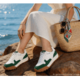 thumbnail image 6 of LUCKY STEP Comfort Retro Color Blocked Sneakers Fashion Casual Shoes,White&Green,Womens, 6 of 9