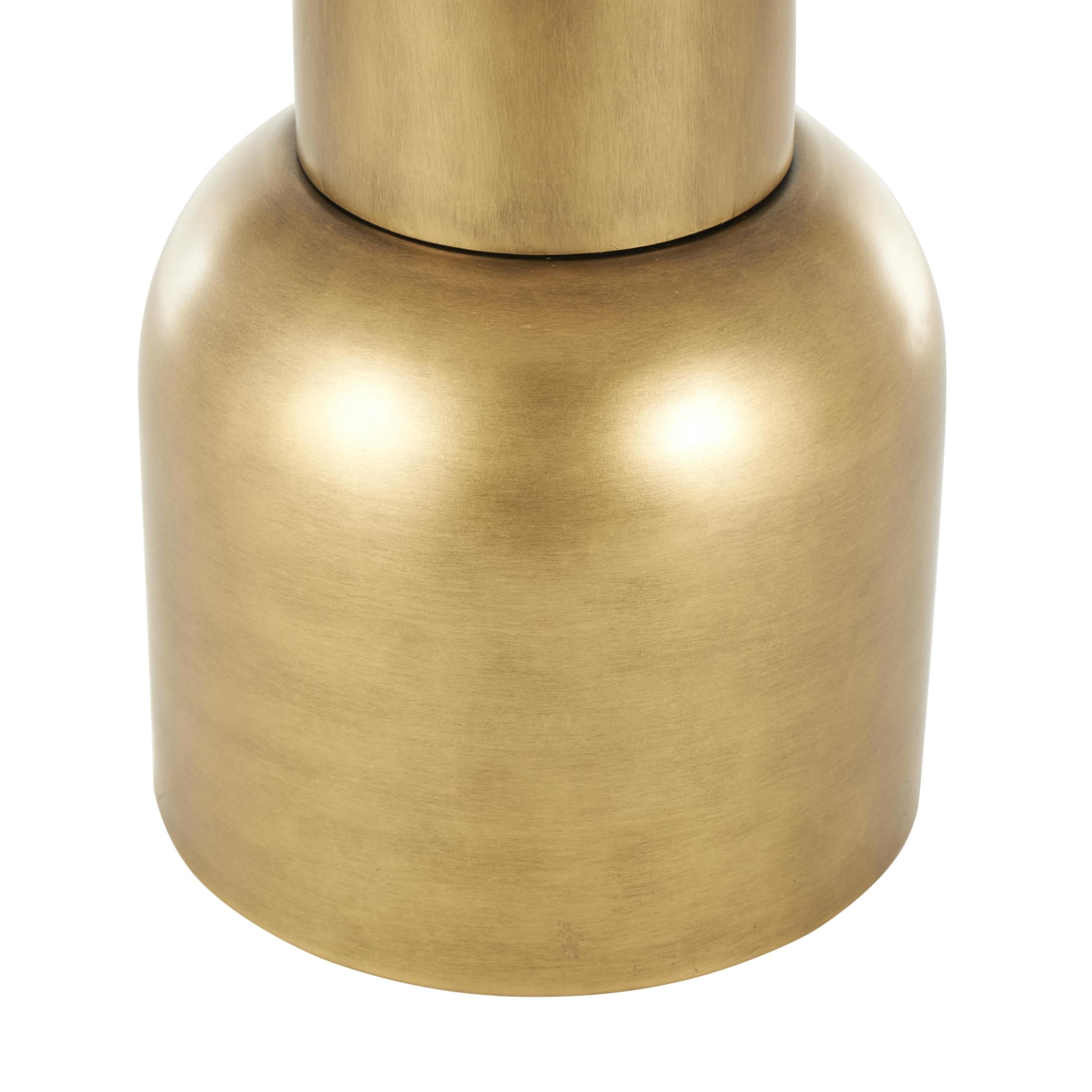 DecMode 16" x 20" Gold Metal Pedestal Accent Table with Cream Marble Tabletop, 1-Piece