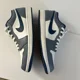 thumbnail image 3 of N I-K-E Mens A i r-Jor-dan 1 Low Ashen Slate Blue White Leather Sneakers Size 10.5, 3 of 6