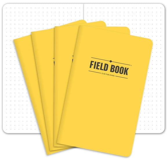 Elan Publishing Company Field Notebook/Journal - 5"x8" - Yellow Cover - Dot Grid Book - Pack of 4