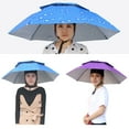 thumbnail image 3 of Lomubue 1 Set Umbrella Hat Hands Free Folding Anti UV Rainproof Double-Layer Sun Rainy Day Fishing Tea Picking Umbrella Hat Outdoor Supply, 3 of 10