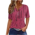 thumbnail image 2 of Alllist Womens Tshirts Short Sleeve Boho Henley Shirts V Neck Summer Tops for Women Hot Pink,Xl, 2 of 5