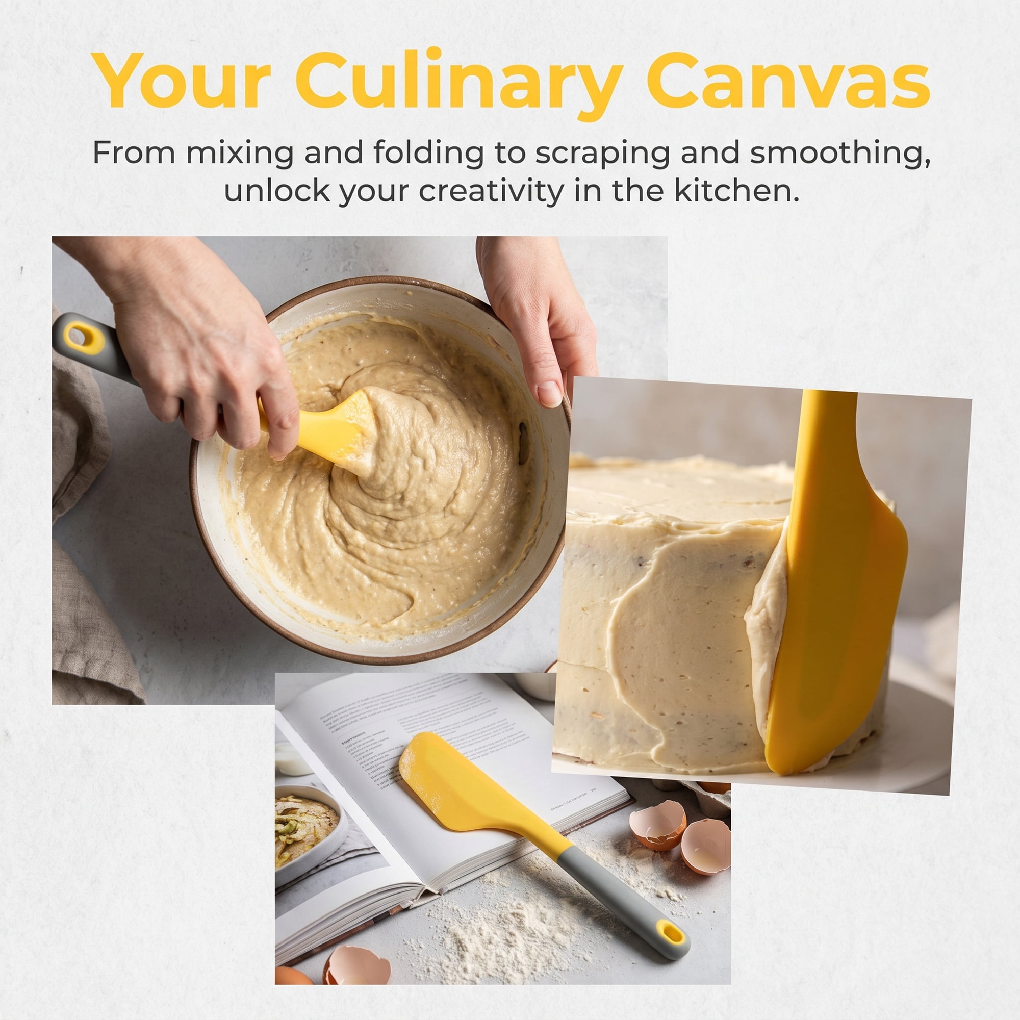 Unique Bargains Heat-Resistant Dishwasher Safe Spatula Cooking Utensil Yellow 13.6" x 2.8"