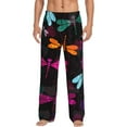 thumbnail image 2 of Lsque Colorful Dragonflies Print Men's Pajama Pants, Lounge Pant - Comfortable Home Wear,Elastic Waistband, Stylish Design-Medium, 2 of 9