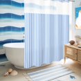 thumbnail image 5 of No Hook Shower Curtain, Blue White Stripe Shower Curtains for Bathroom with See Through Top Window, Modern Minimalist Geometric Striped Waterproof & Washable Bath Curtain Extra Long 72"x84", 5 of 9