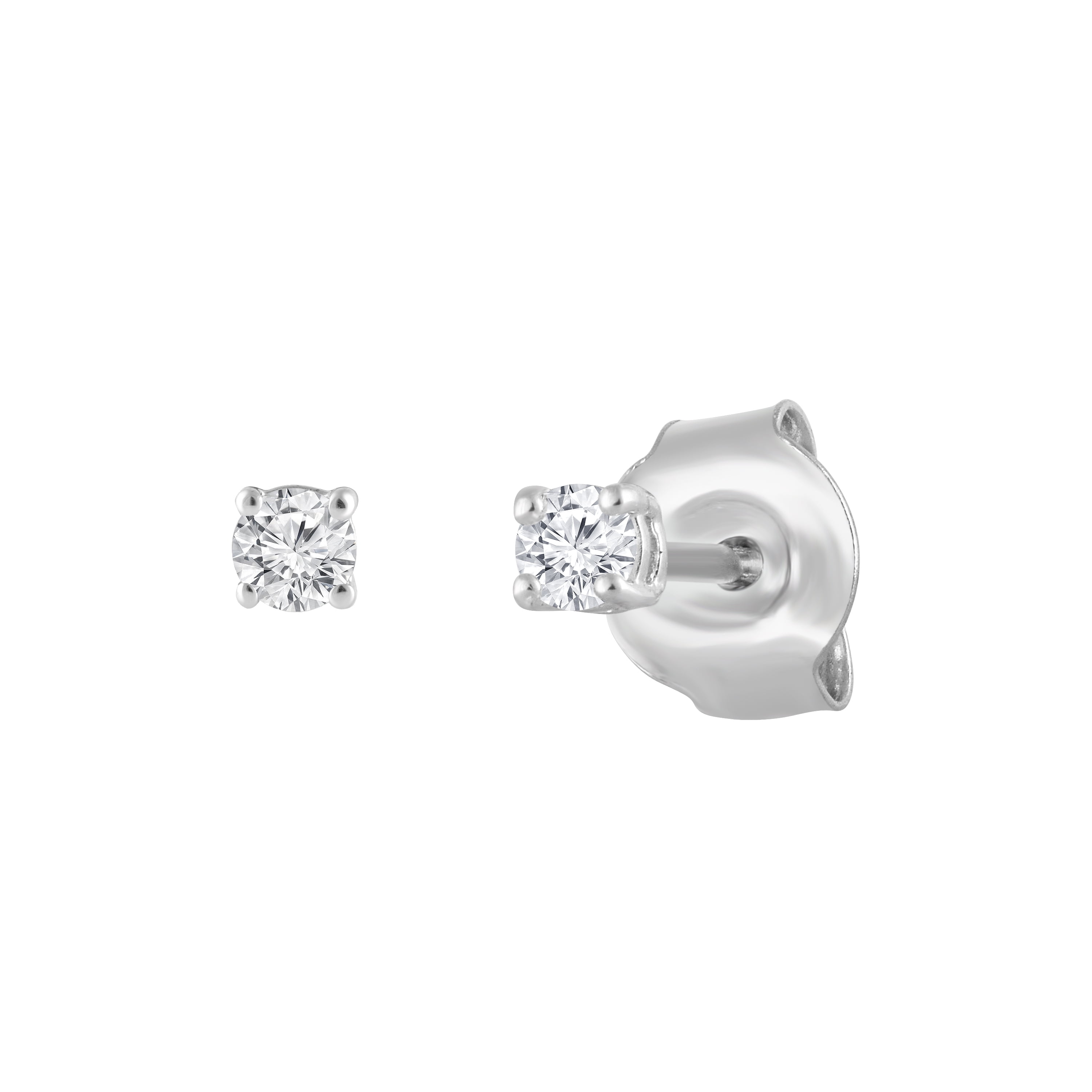 Unique Moments 1/10 Carat Round Lab Grown Diamond Stud Earrings in 10K White Gold for Women (J-SI-I1)