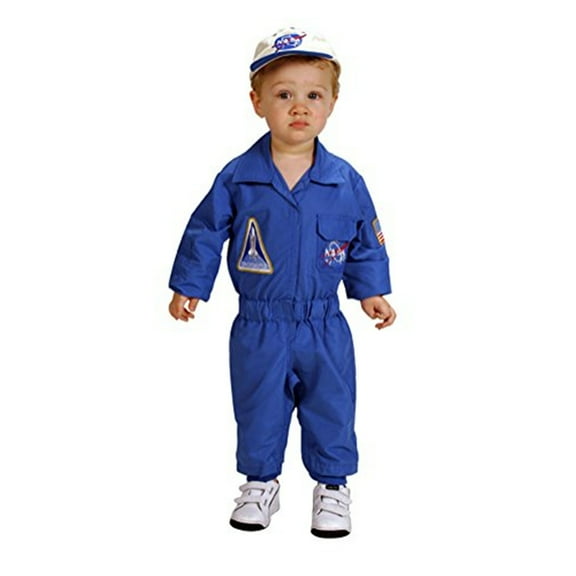 Boys Flight Suit Set - Navy Blue Seaside Style with Embroidered Cap - 18 Months