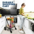 thumbnail image 3 of Shopping Cart with 360 Swivel Front Wheels, Collapsible, Heavy Duty, Versatile Utility Cart, Load Capacity of 110 lbs, for Groceries and Laundry and More, 3 of 8