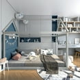 thumbnail image 2 of Costway Twin House Bed Wood Frame w/ Roof for Kids Toddler No Box Spring Grey, 2 of 10