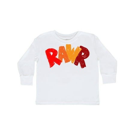 

Inktastic Rawr Distressed Text in Red and Orange Gift Toddler Boy or Toddler Girl Long Sleeve T-Shirt