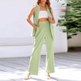 thumbnail image 5 of Riforla Women's 2 Piece Outfits Sleeveless Suit Vest and Wide Leg Pants Business Casual Sets Two Piece Sets for Women Green M, 5 of 9