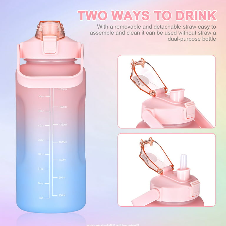 64 Oz Water Bottle With Straw & Handle, Half Gallon/2 Liter Motivational  Water Bottles With Time Mar…See more 64 Oz Water Bottle With Straw &  Handle