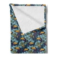 thumbnail image 2 of Birds Soft Flannel Fleece Throw Blanket, Tropical Hawaiian Flower and Alluring Keel-Billed Toucan Bird, Cozy Plush for Indoor and Outdoor Use, 60" x 80", Earth Yellow Turquoise, by Ambesonne, 2 of 5