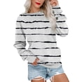 thumbnail image 4 of WZXFASHION Chandail en Molleton à Col Rond pour Femmes Automne Col Rond Rayé Manches Longues Mode Automne et Hiver 50 % de Réduction Liquidation Chandail à Manches Longues, 4 of 5