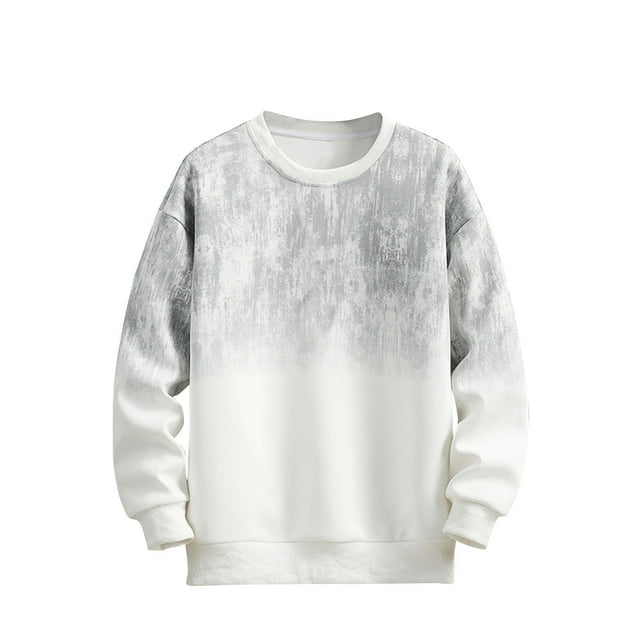 asjyhkr Chemises Décontractées Grande Taille pour Hommes Manches Longues Col Rond Chandail Dégradé Randonnée Extérieur Sans Capuche, M-4TG