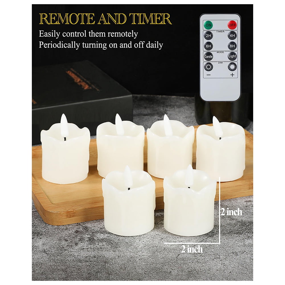 Flickering Flameless Votive Candles with Remote Timer, Battery Operated LED Candles for Wedding Dinner Table Decor