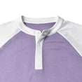 thumbnail image 7 of FRSASU Men's Henley Shirt Raglan Sleeve Colorblock Summer T-shirt Casual Collarless Slim Fit Button Down Tee Tops Purple, 7 of 7