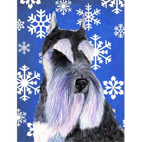11 x 15 In. Schnauzer Winter Snowflakes Holiday Flag, Garden Size