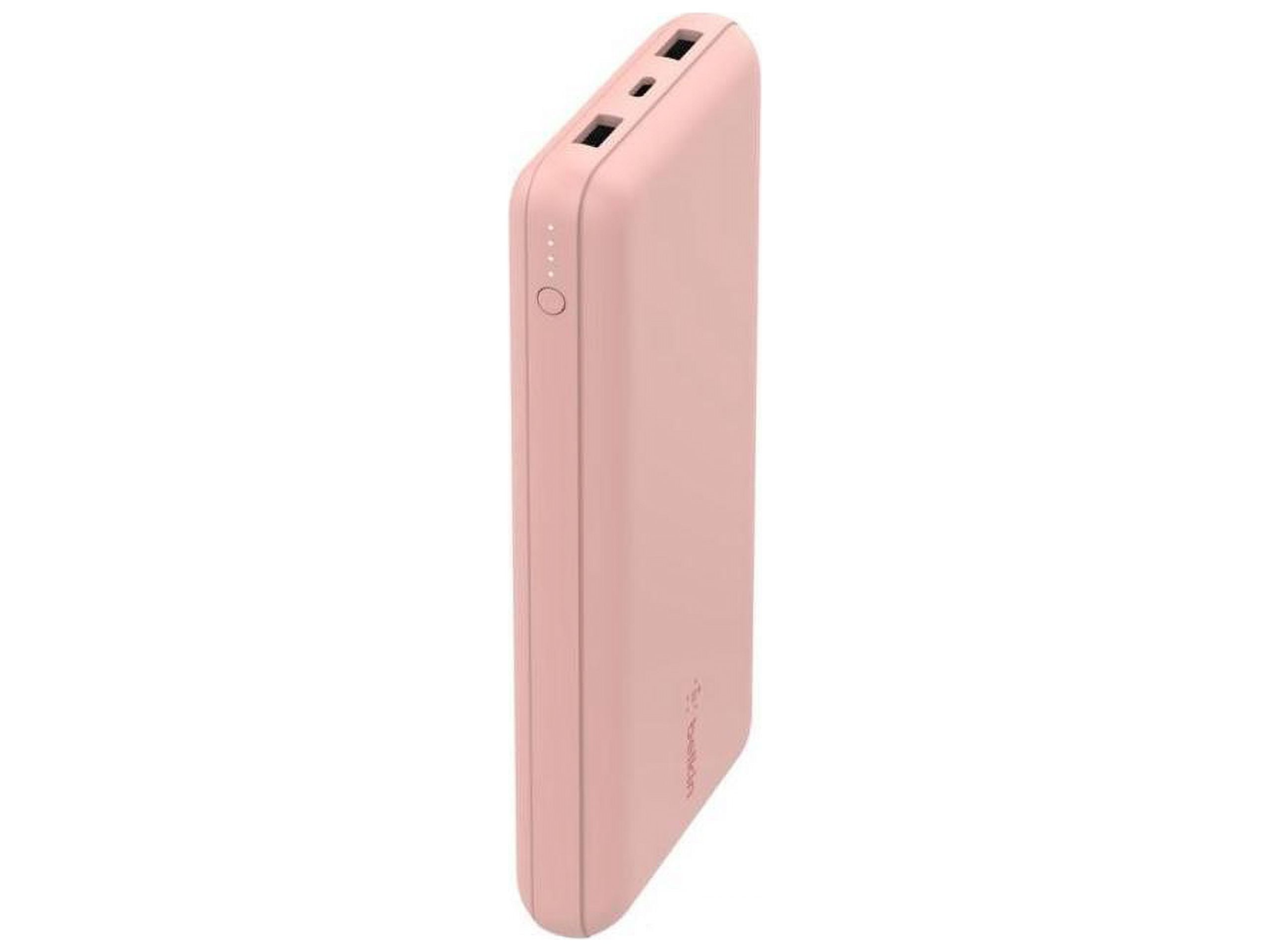 Belkin Portable Charger, USB-C Power Bank 20k w/ 1 USB-C Port and 2 USB-A Ports with USB-A to USB-C Cable for iPhone 16, 16 Plus, 16 Pro, 16 Pro Max, Samsung Galaxy S24, & More - Rose Gold