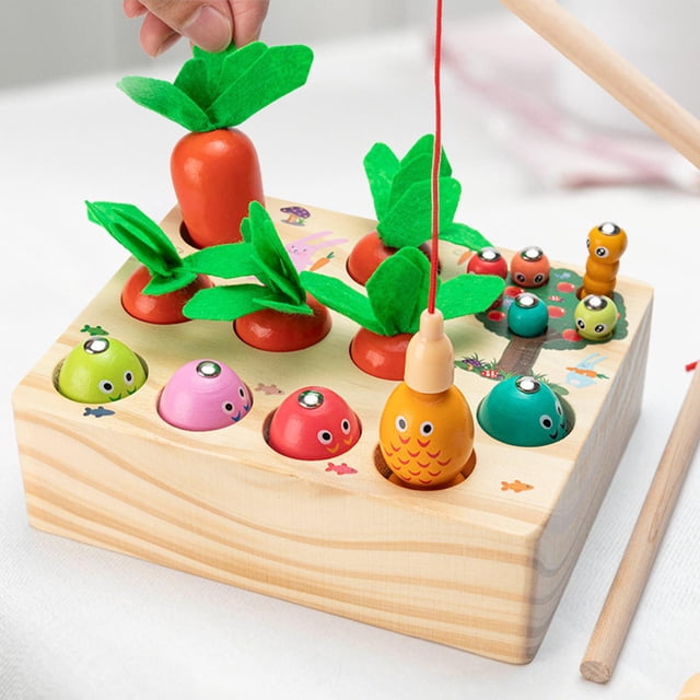 Rompecabezas de Montessori zanahoria bebé motrices forma y tamaño de clasificación granja educativo aprendizaje Madera1 Hugo clasificación de juguetes para niños pequeños
