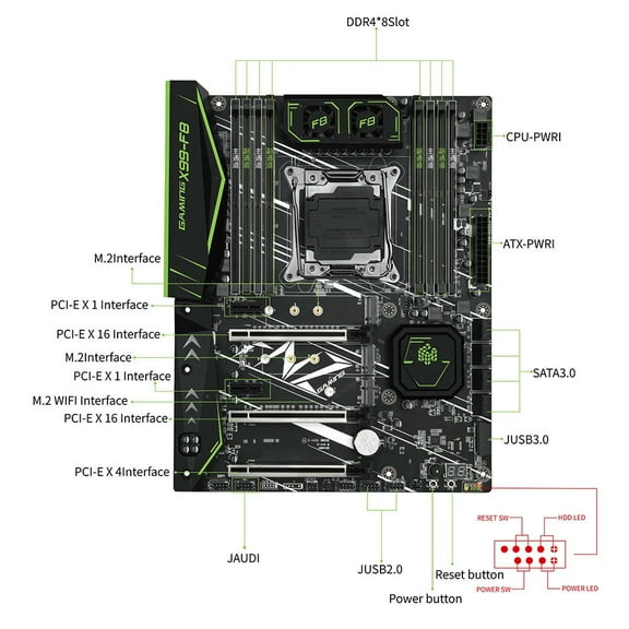 FOR X99 F8 For C612 8*DDR4 LGA20 11-3 256GB E5 V3/V4 CPU X99 GAMING Motherboard