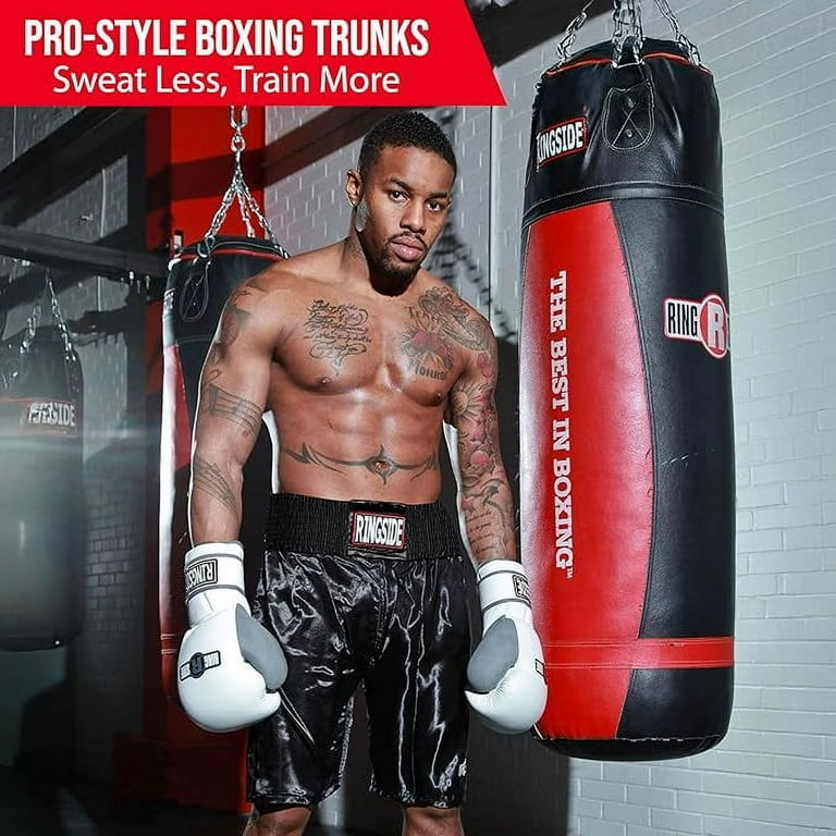 Ringside Pro-Style Boxing Trunks Black Small Satin Athletic