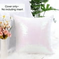 thumbnail image 3 of PiccoCasa Decorative Sequin Throw Pillow Covers, 16"x16" Cushion Covers for Party White+Pink, 3 of 8