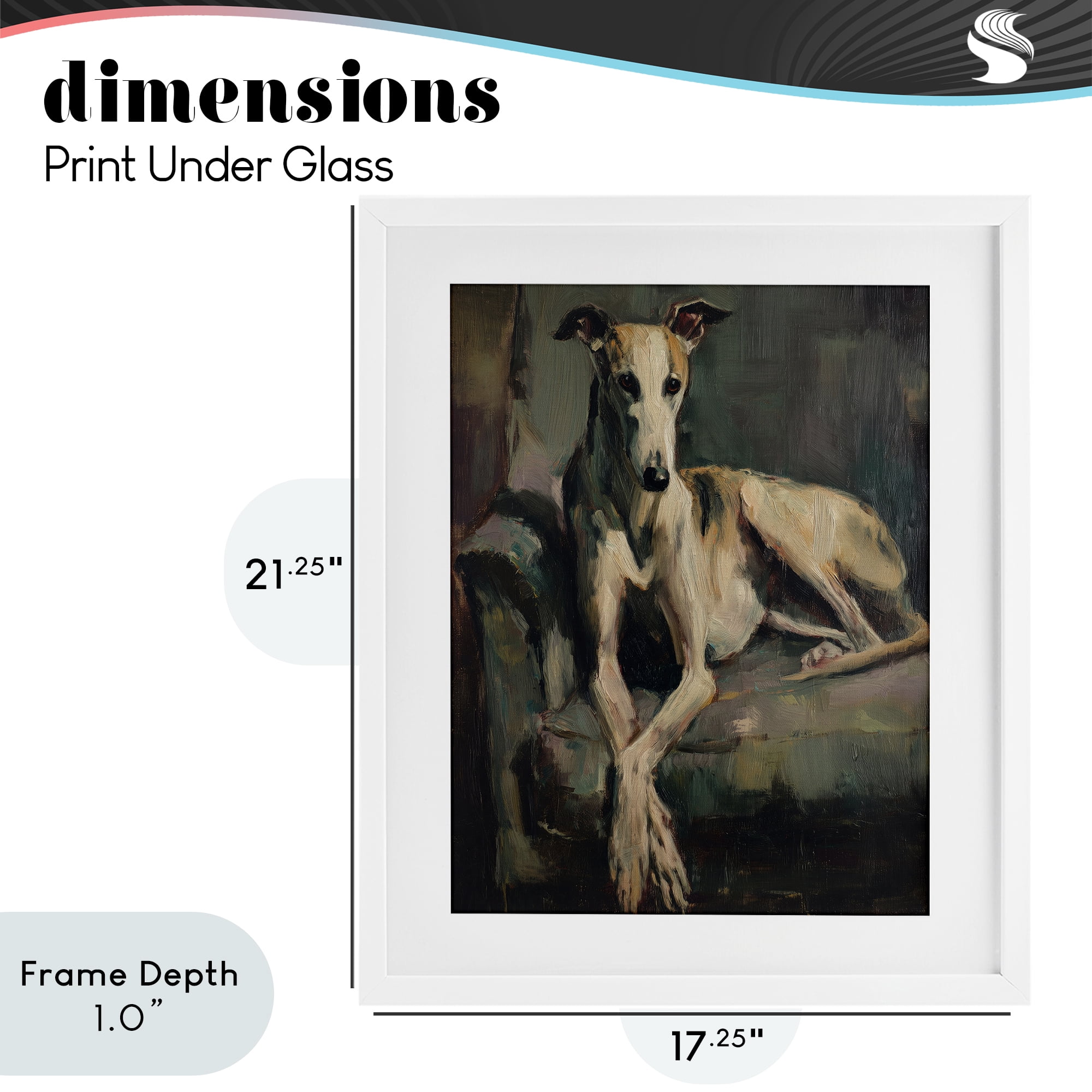 Stupell Industries Regal Comfort Whippet Dog White Framed Print Under Glass, design by Svetlana Aleynikova