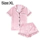 thumbnail image 2 of Pijama de satén sedoso a rayas para mujer, camiseta de manga corta con pantalones cortos, conjunto de pijama, camisa con botones, ropa de dormir sedosa, 2 of 5