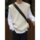 thumbnail image 5 of Chaleco de cuello redondo blanco para hombre, chaleco sin mangas negro, suéter de punto, suéter de cuello redondo para hombre, pedido de algodón, moda 2024 Sheap Fun, 5 of 5