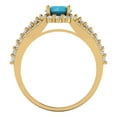 thumbnail image 4 of 1.76ct Round Cut Blue Turquoise 18k Yellow Gold Engraving Statement Bridal Wedding Halo Designer Ring Size 5.5, 4 of 5