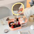 thumbnail image 3 of Organizador de maquillaje DASITON con espejo recargable rosa, 3 of 6