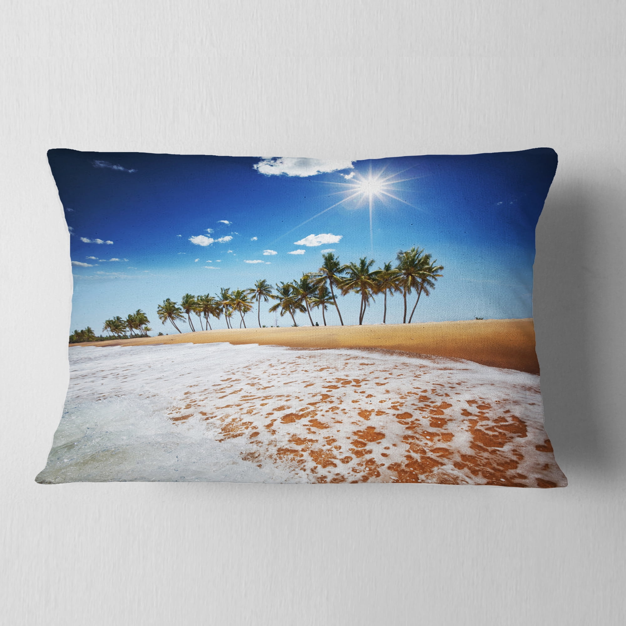 Designart 12" x 20" White Polyester Throw Pillow