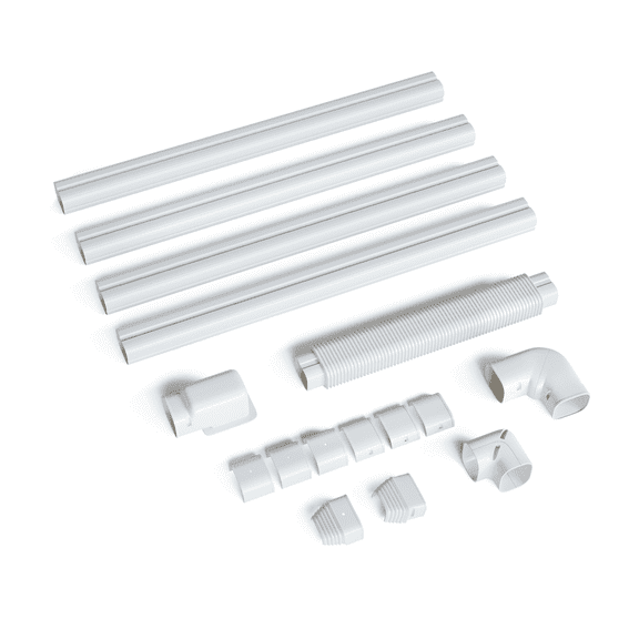 Cooper & Hunter 16ft White Plastic PVC Decorative Line Set Cover Kit 3” Wide for Mini Split and Central AC