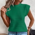thumbnail image 7 of T Shirts For Women Womens Tops Short Sleeved Half High Collar Textured Wavy Solid Color Top T Shirt, 7 of 7