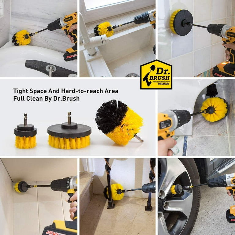 Drill Brush Attachment Set, Power Scrubber Brush + Extend Long