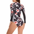 thumbnail image 6 of ASFGIMUJ Women's Long Sleeve Rash Guard Swimsuit Printed Zipper Surfing Swimsuit Bathing Suit, 6 of 6